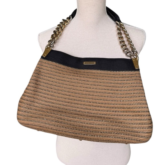 Eric Javits Gold-Tone Raffia Straw Tote Handbag - Picture 1 of 13